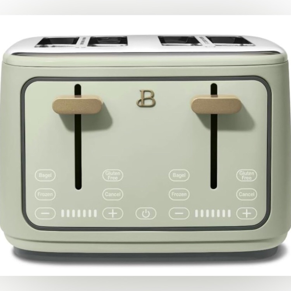 Beautiful 4-Slice Touchscreen Toaster by Drew Barrymore | 7 Settings |Sage Green